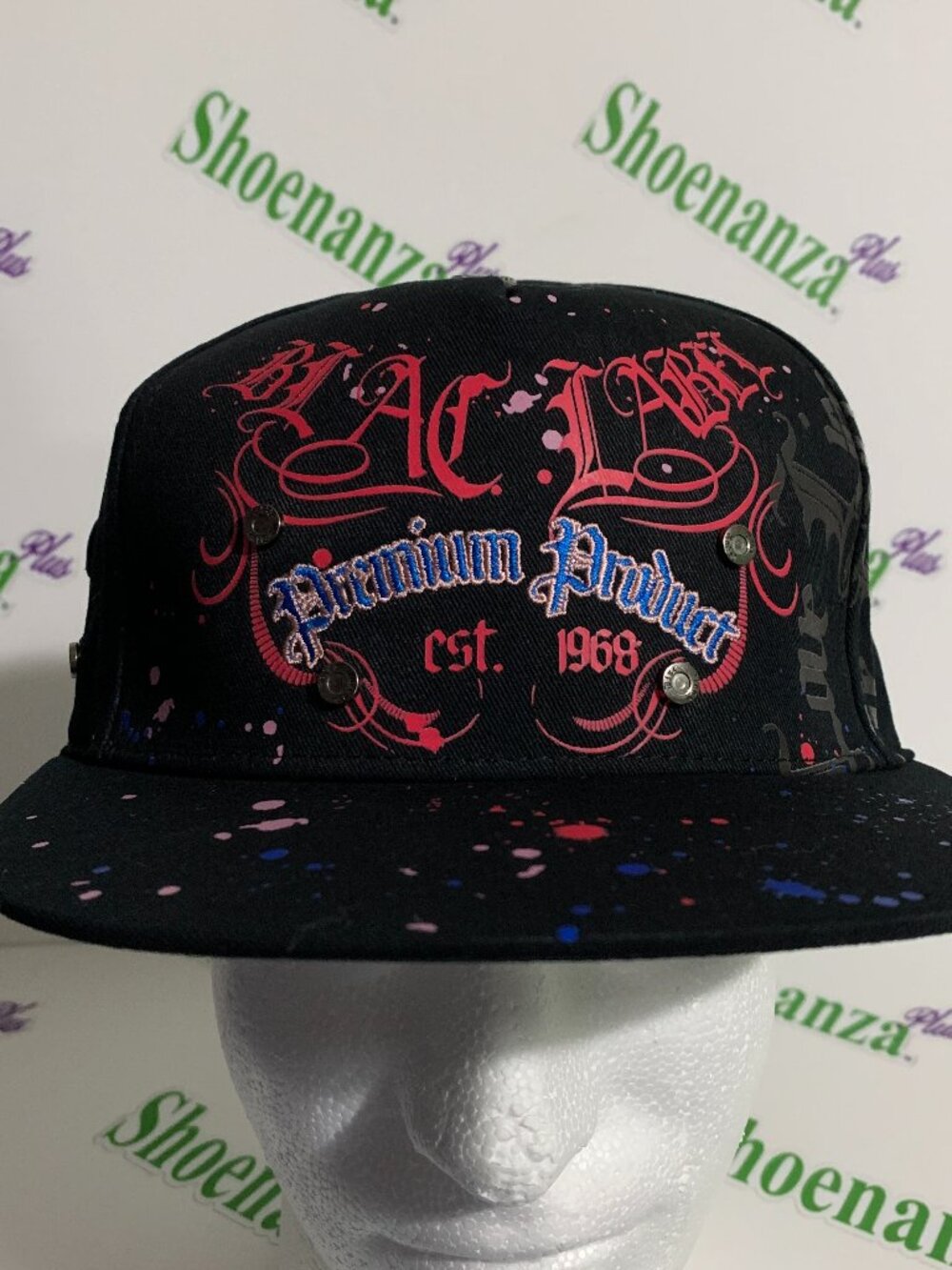 Black Label Hat Premium Product Paint Splatter Hustle Love Eagle Snapback Cap